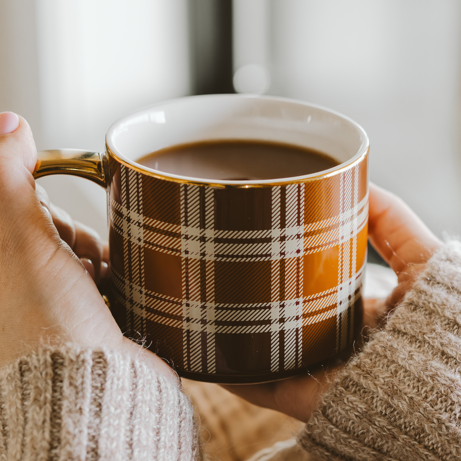 Brown Plaid Coffee Mug - Fall Decor & Gifts