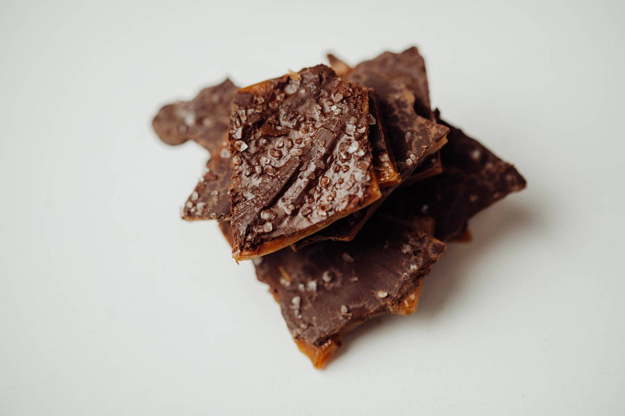 Dark Chocolate Sea Salt Toffee: 3oz
