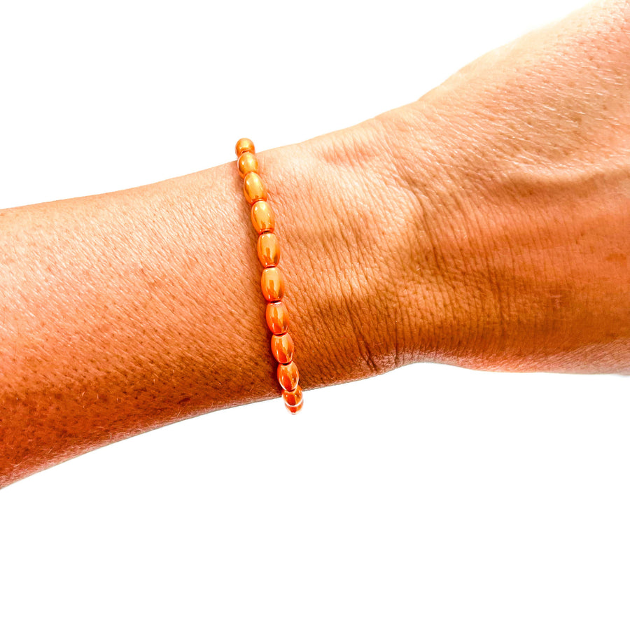 Savvy Bling - Orange Gold Filled Bracelets: Matte Orange & 3 Gold