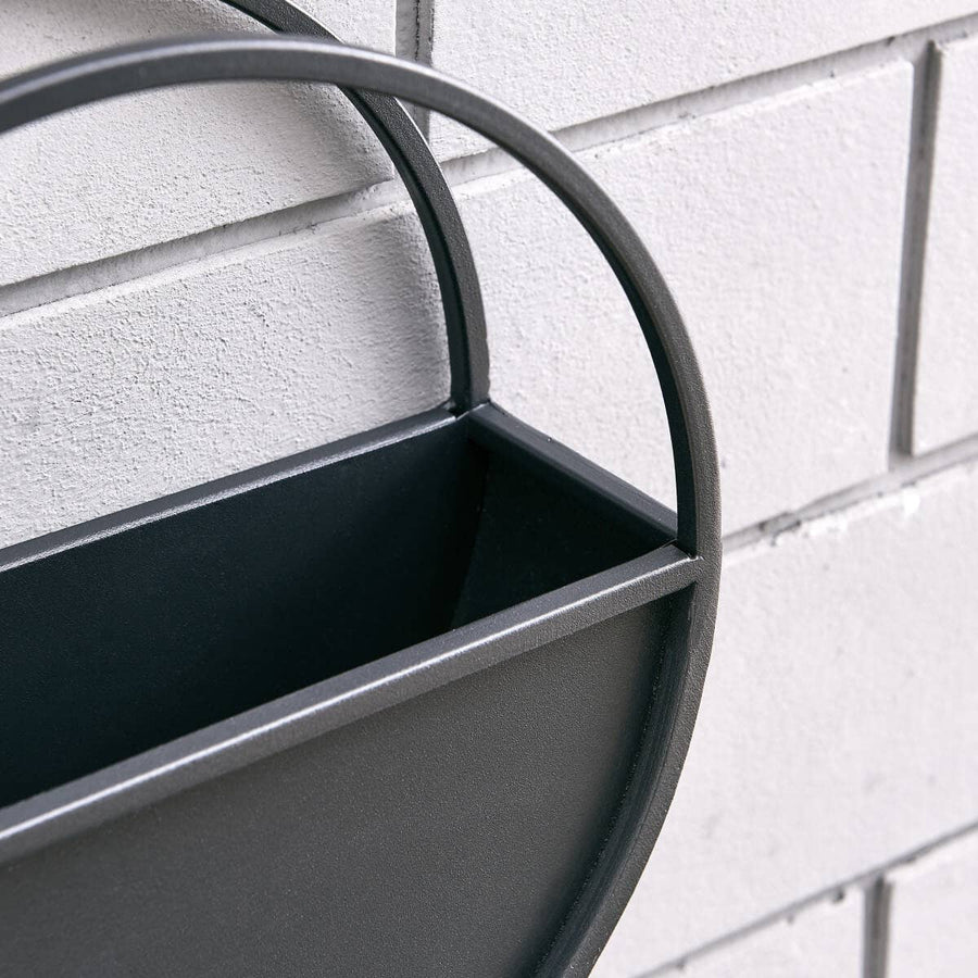 Round 2-Piece iron Wall Planter Set - Black