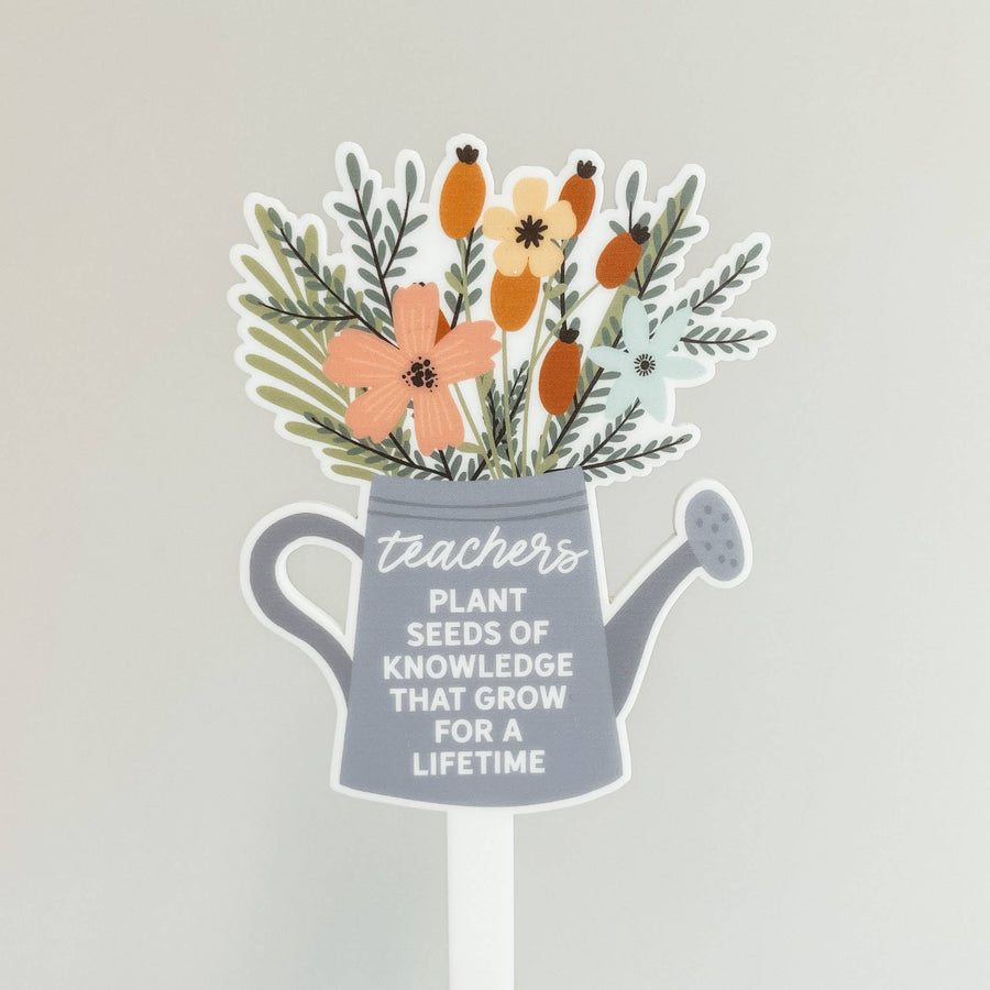 Teacher Watering Can Plant Stake (with Plant Option)