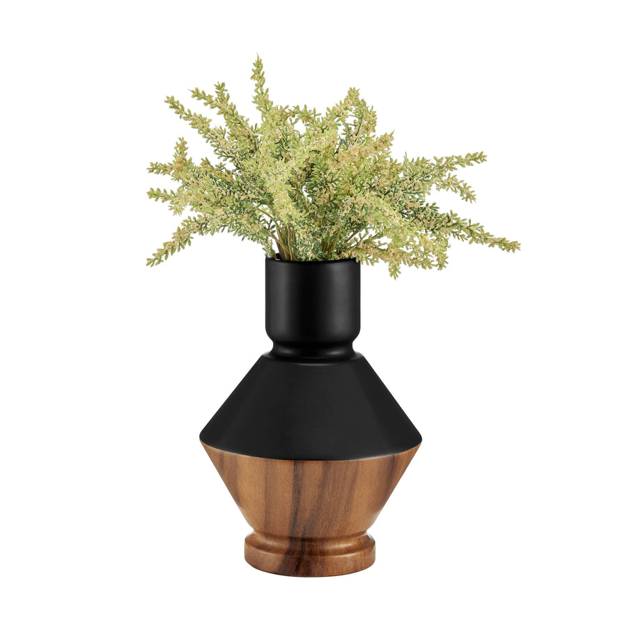 Diamant Revese Hourglass Two Tone Vase Black and Walnut