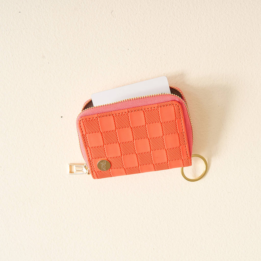 The Darling Effect- Orange Check Zip Around Wallet-
