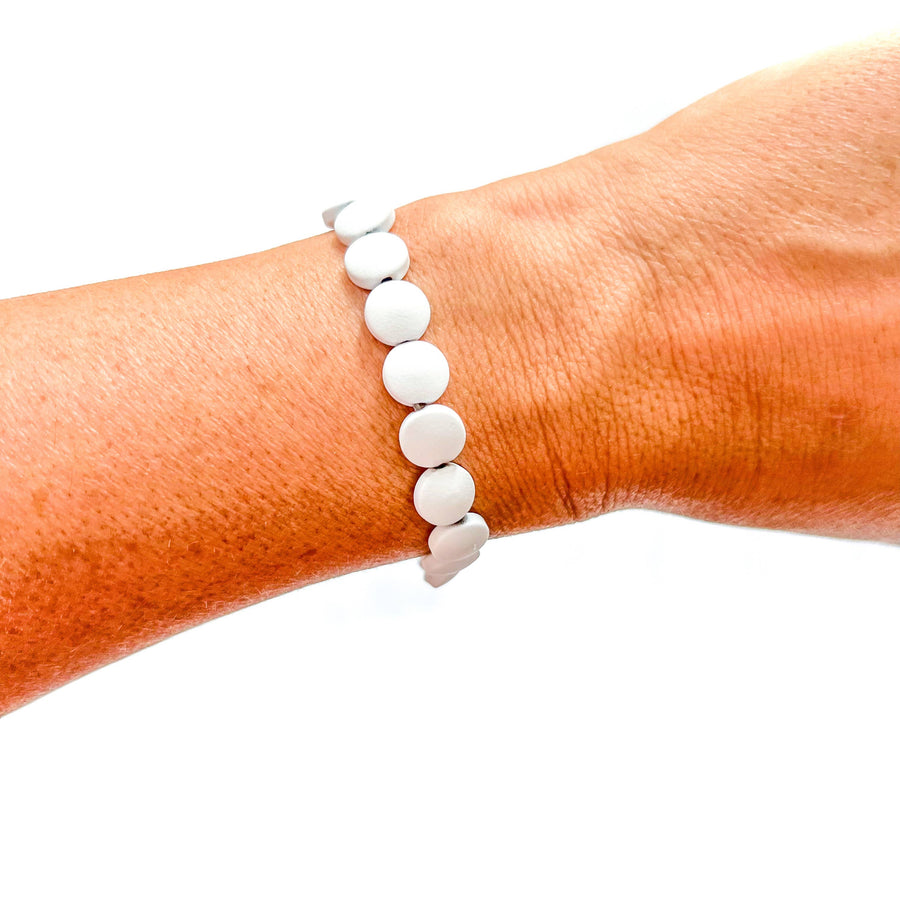 Savvy Bling - White Gold Filled Bracelets: Matte Flat White