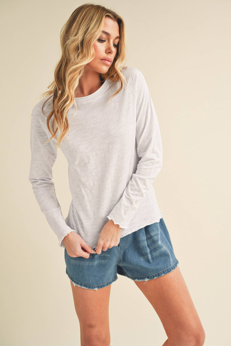 AEMI + CO -White Gwen Baby Long Sleeve Top