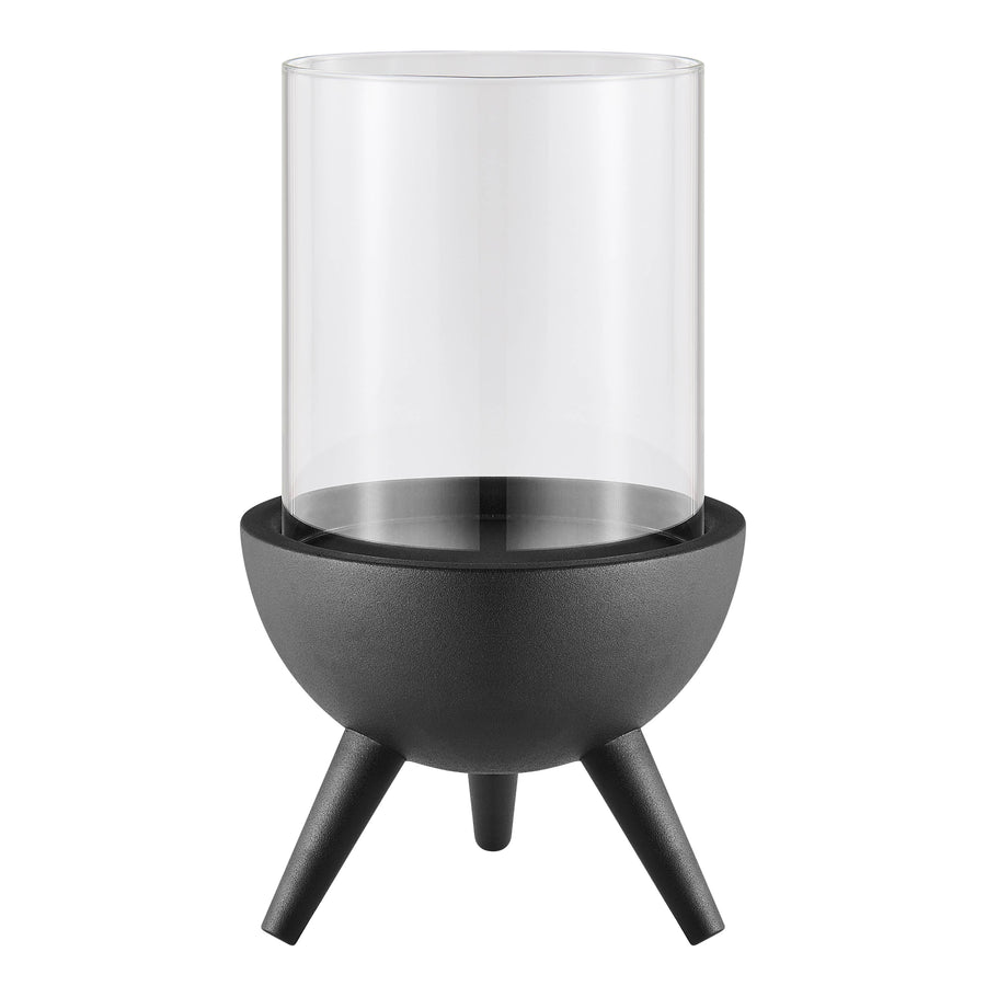 Black Metal Pedestal and Glass Candle Holder: Large
