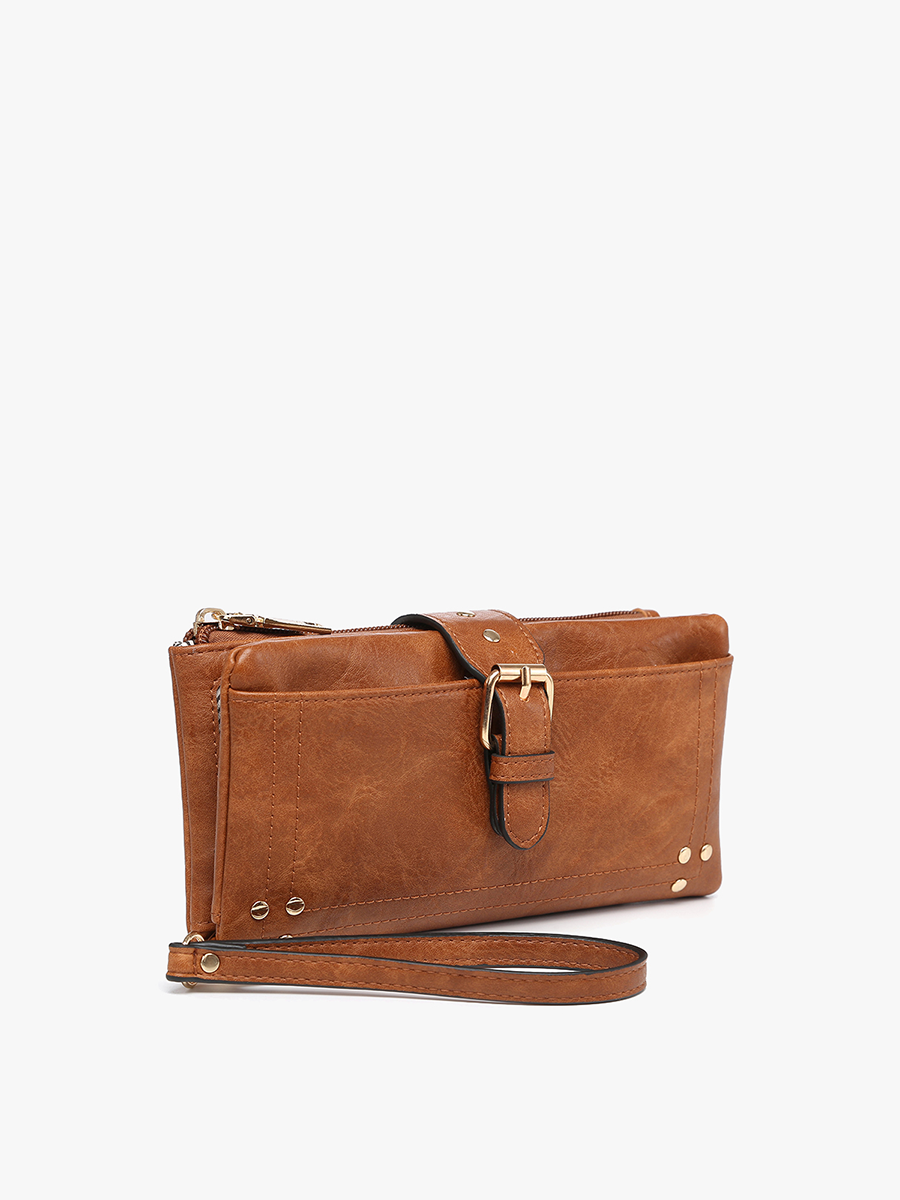Jen & Co. - Cadence Buckle Wallet/Clutch w/ Zip Top: Brown