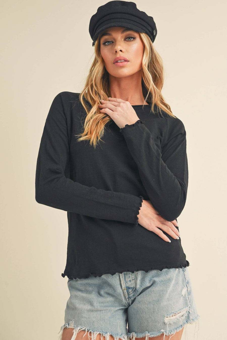 AEMI + CO - Black Gwen Baby Long Sleeve Top