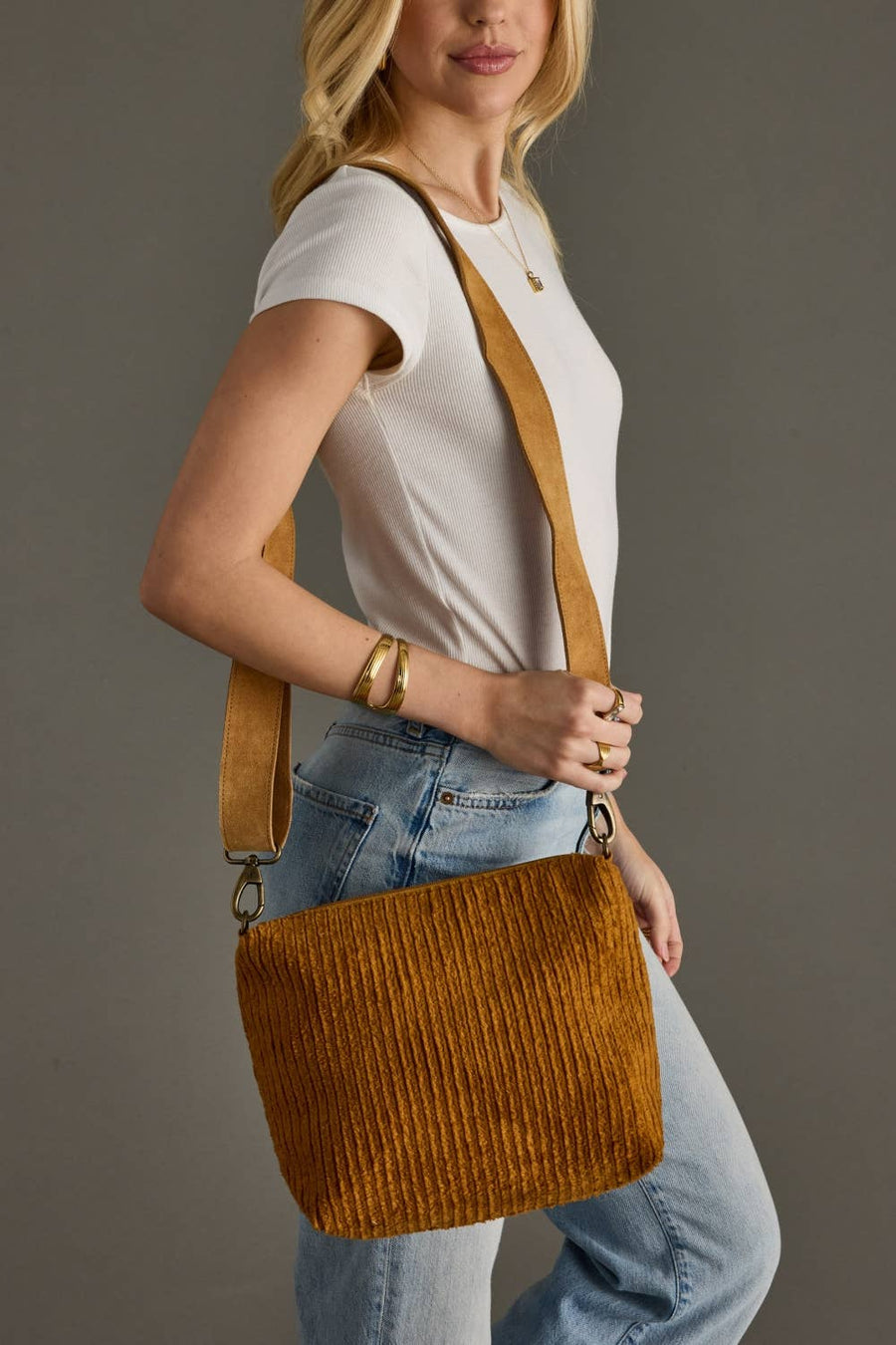 Mustard Corduroy Crossbody