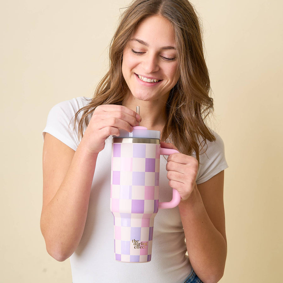 The Darling Effect - 40 oz Take Me Everywhere Tumbler-Check Purple