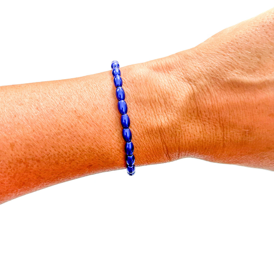 Savvy Bling - Blue 18K Gold Filled Bracelets: Matte Flat Blue & 3 Gold