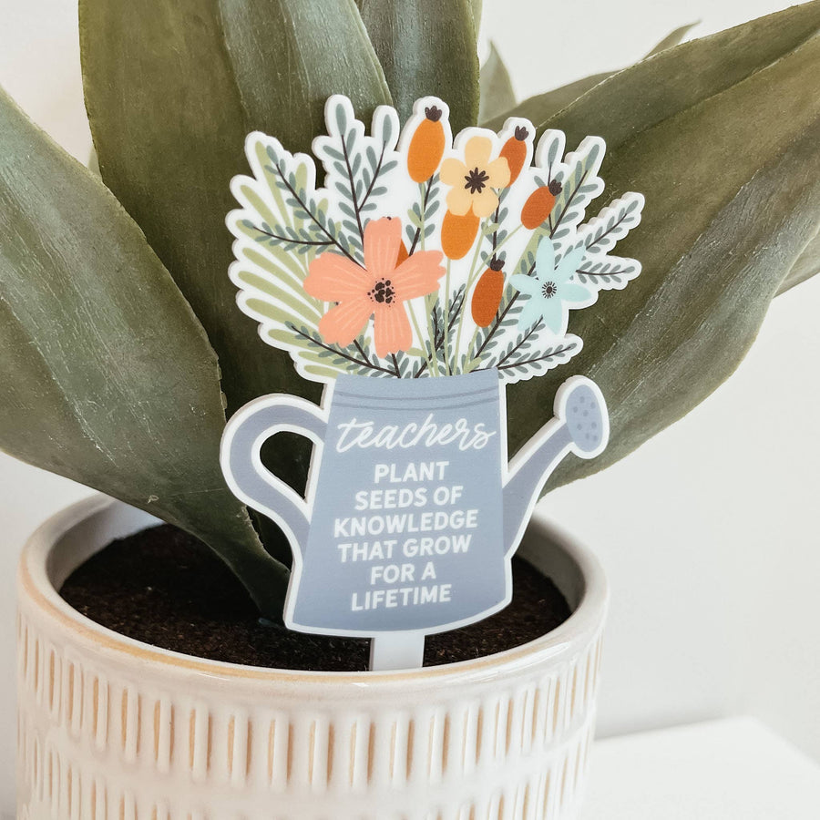Teacher Watering Can Plant Stake (with Plant Option)