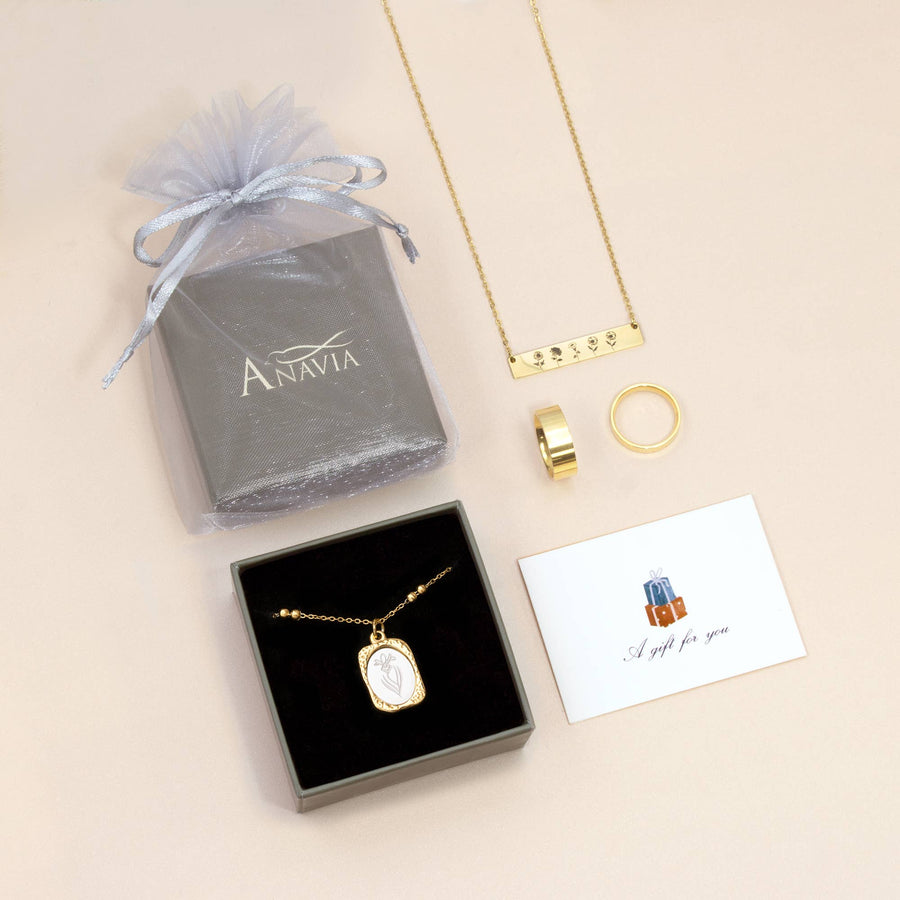 18K Gold Mirror Birth Flower Necklace