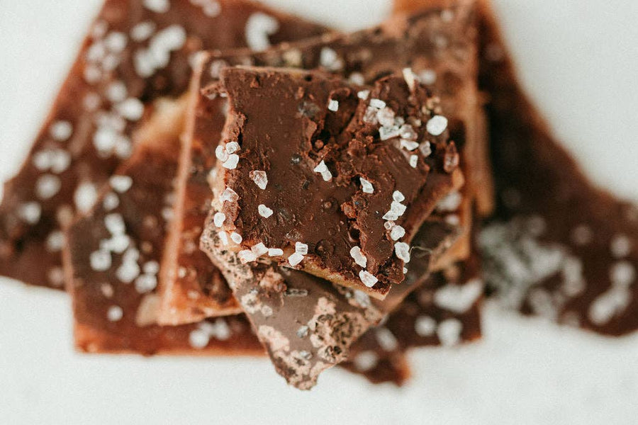 Dark Chocolate Sea Salt Toffee: 3oz