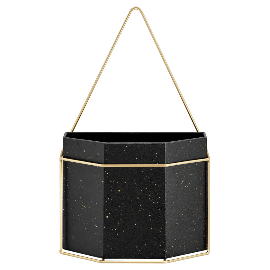 Geometric White or Black and Gold Wall Planters Set of 3