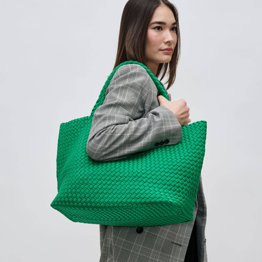 Sol and Selene - Sky's The Limit - Large Woven Neoprene Tote: Kelly Green
