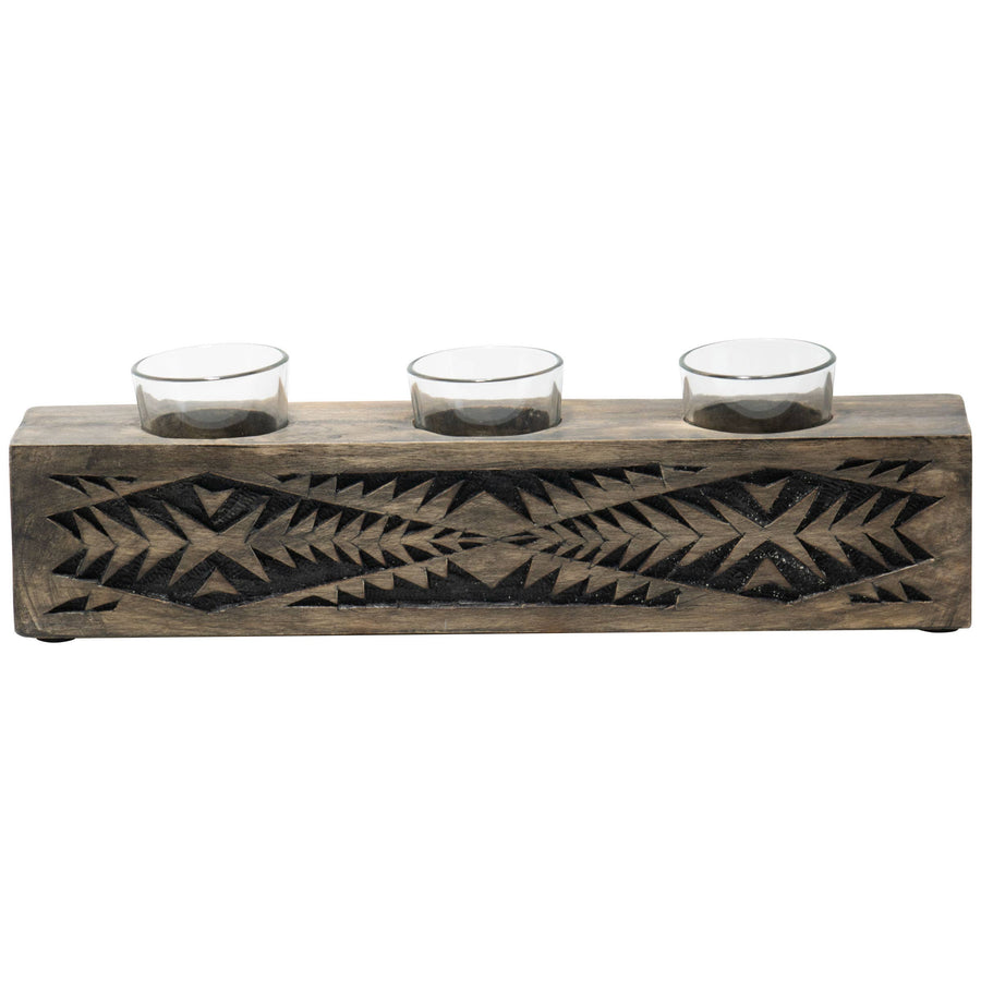 Foreside Home & Garden - Tucson Black Southwest Votive Candle Holder, 3 Glass Inserts