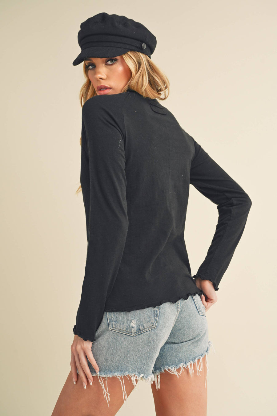 AEMI + CO - Black Gwen Baby Long Sleeve Top
