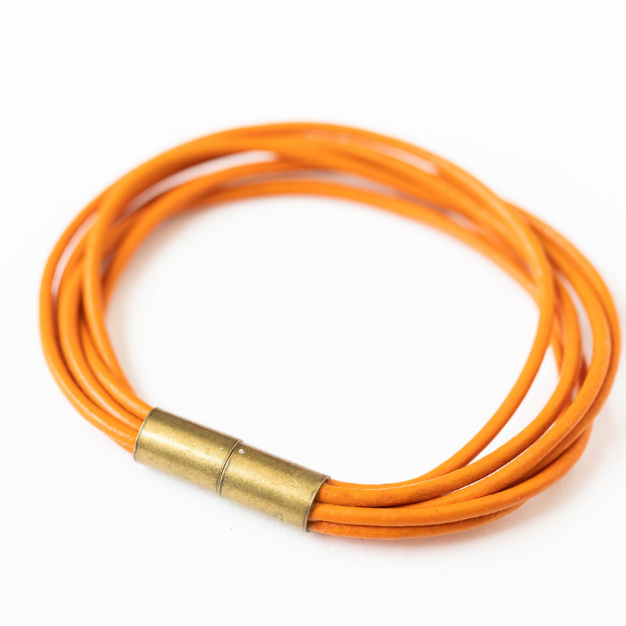 Nest Pretty Things - Magnetic Multi Cord Leather Bracelet: 6.5" / Gold