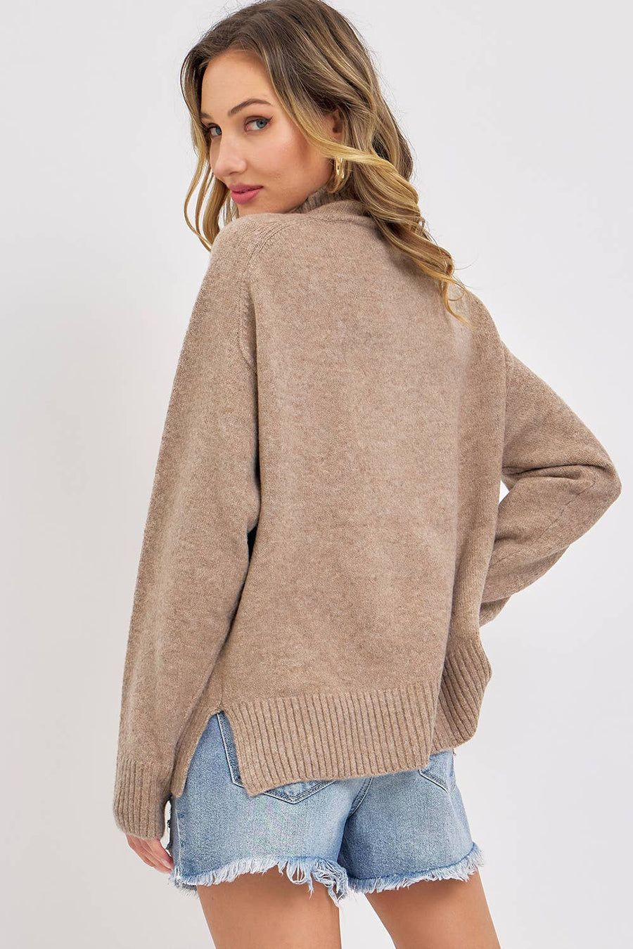 Buttoned High Collar Sweater