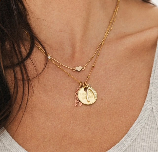 Karma Necklace Raw brass  -Vintage charms  -17 in length (plus 1 in extender)