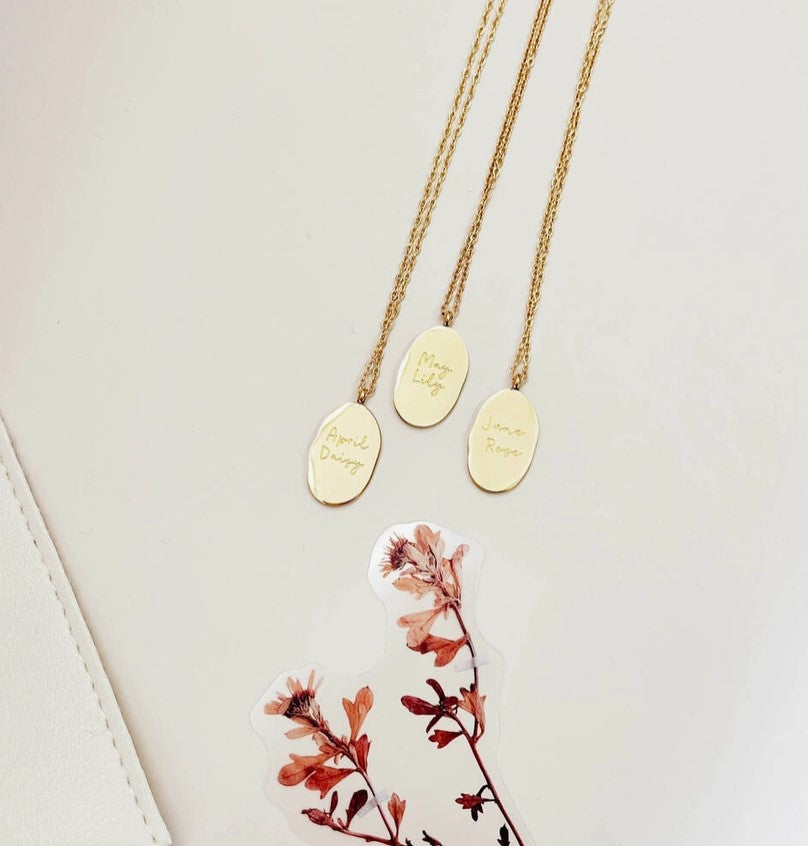 Etched Birth Flower Necklace | January