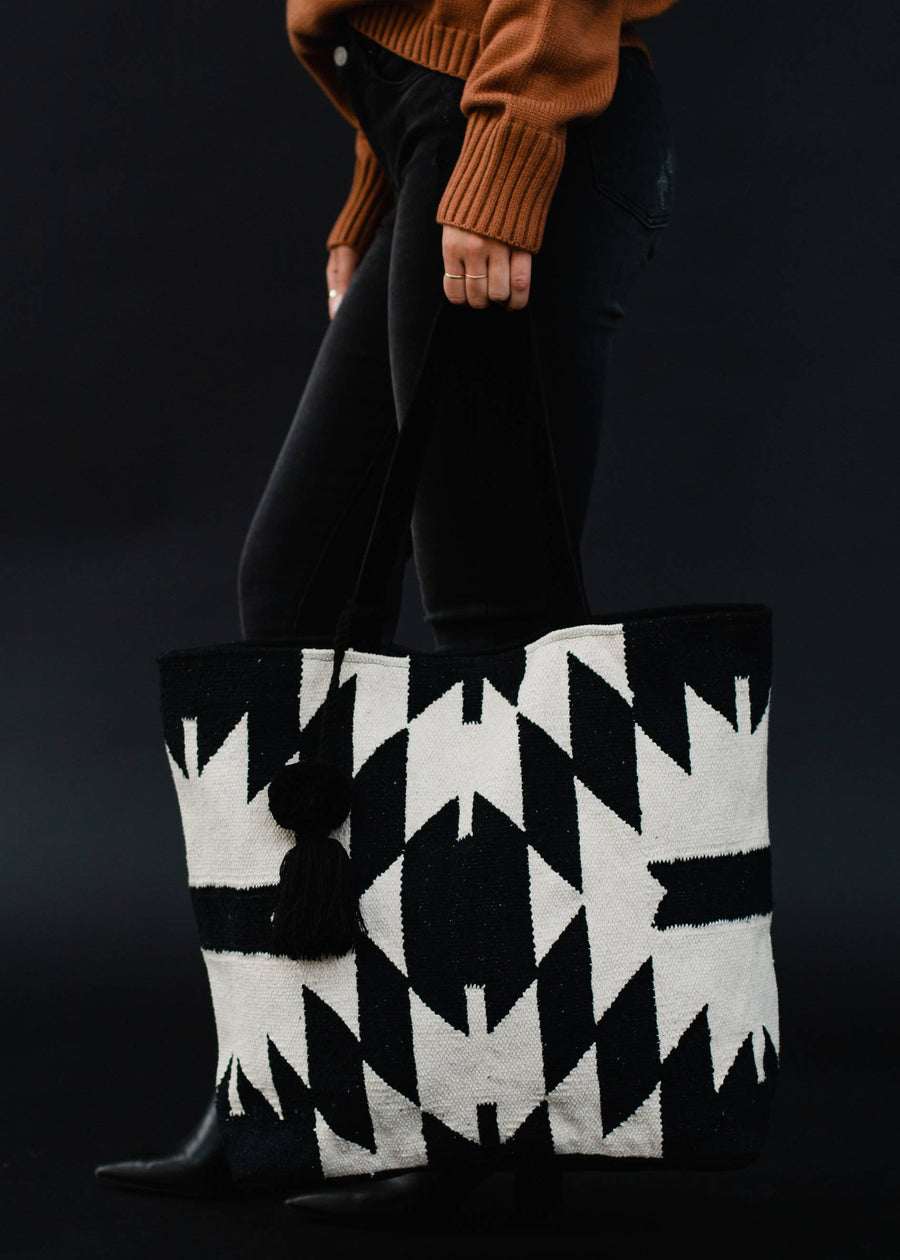 Black & Cream Aztec Tote
