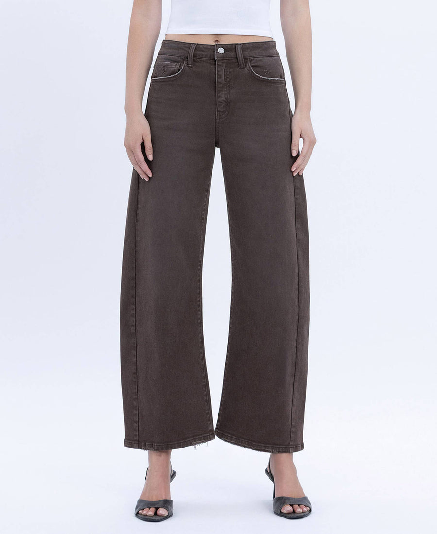 SUPER HIGH RISE ANKLE BARREL JEANS - TOAST