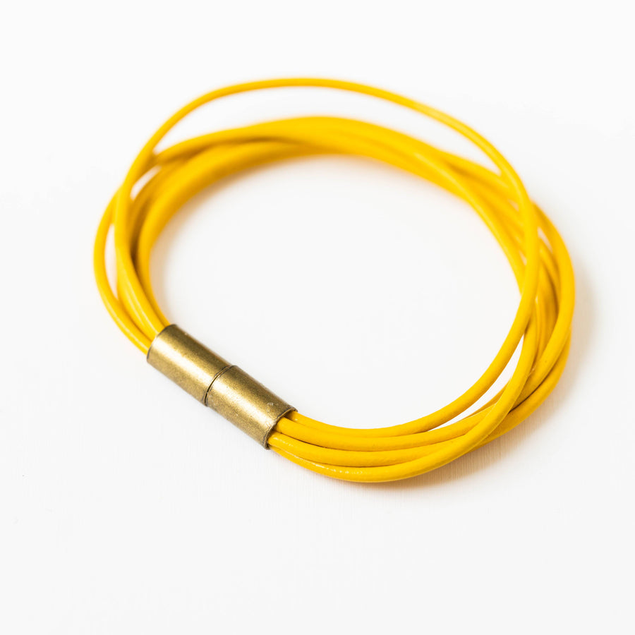 Nest Pretty Things - Magnetic Multi Cord Leather Bracelet: 6.5" / Gold