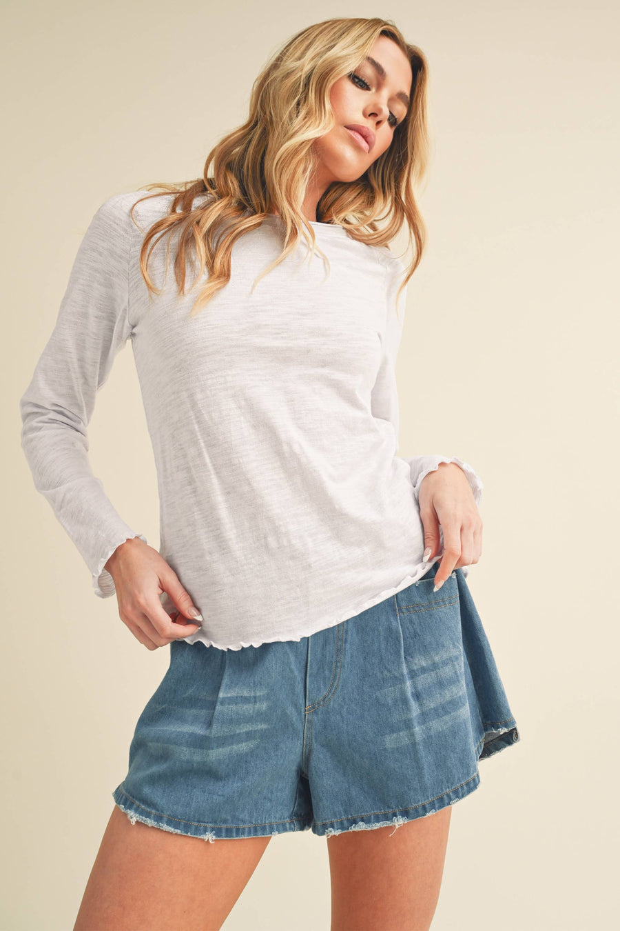 AEMI + CO -White Gwen Baby Long Sleeve Top