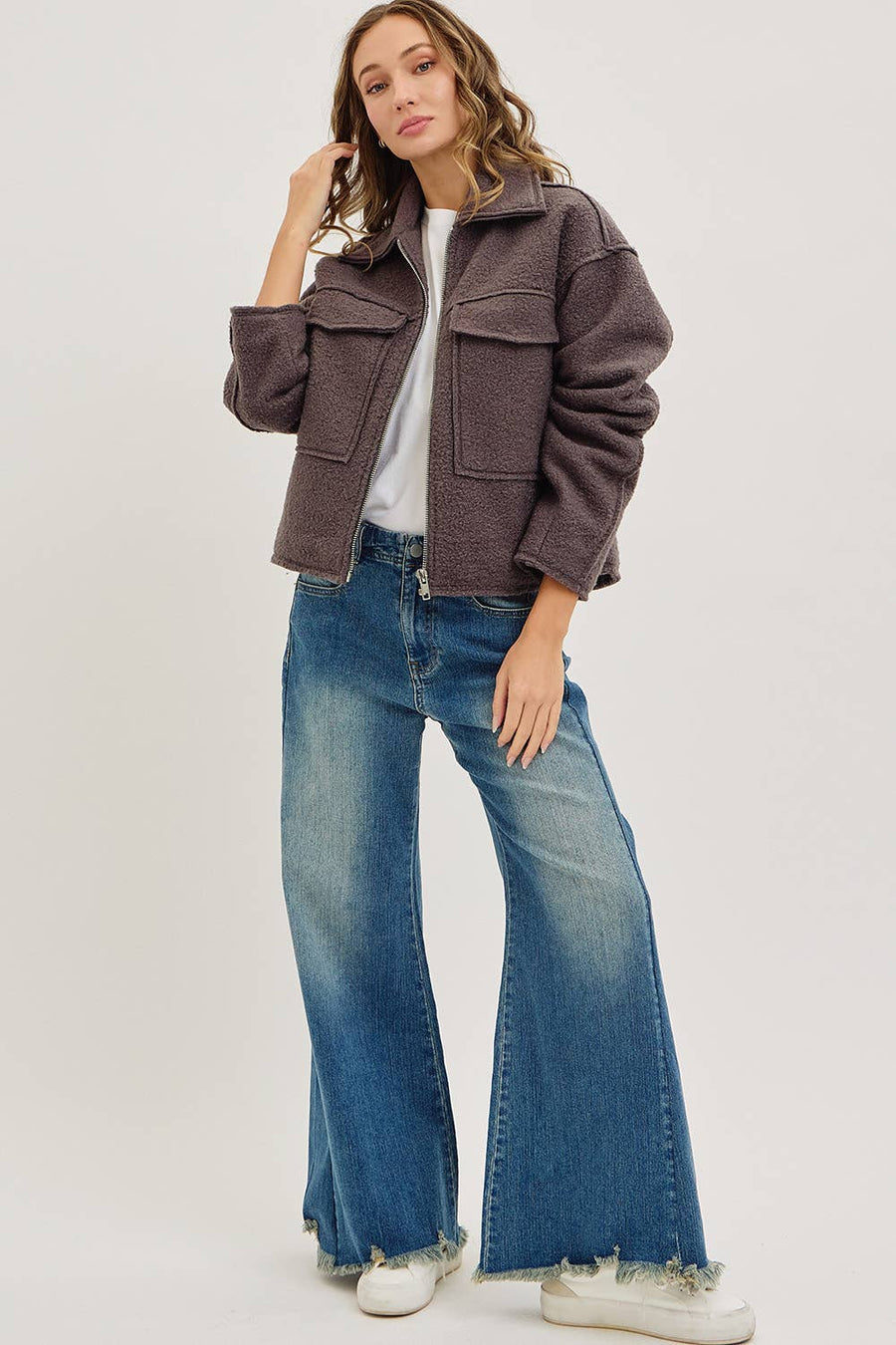 Textured Bomber Jacket - Charcoal