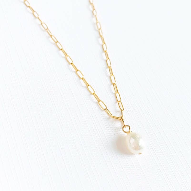 True By Kristy Jewelry - Baroque Pearl Necklace Gold Filled