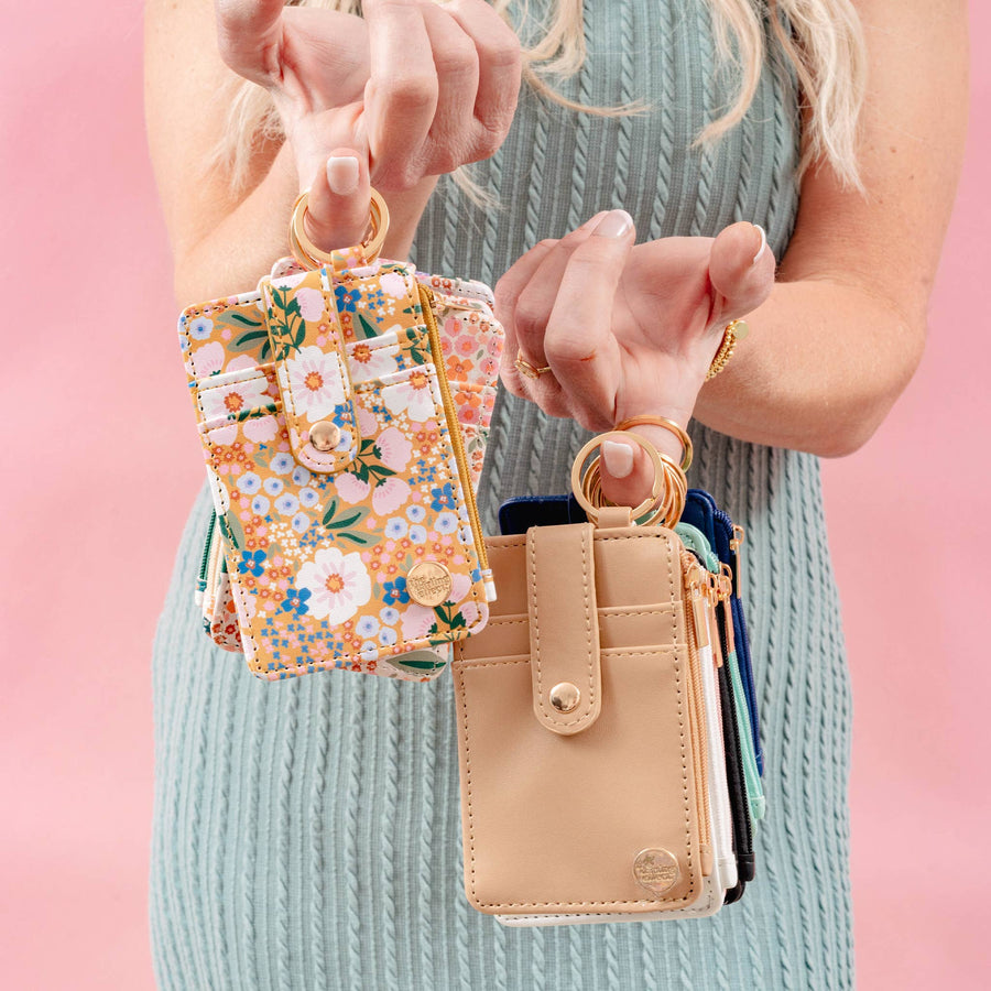 The Darling Effect - Sweet Meadow Keychain Card Wallet - Dark Green & Orange