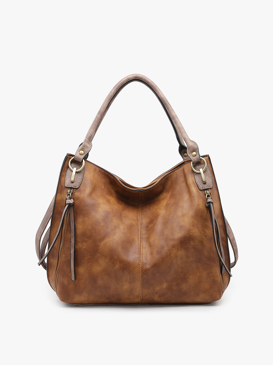 Jen & Co. - Connar Distressed Side Pocket Tote: Brown