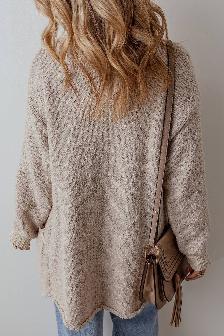 Collared Drop Button Up Cardigan with Pocket: Jet Stream