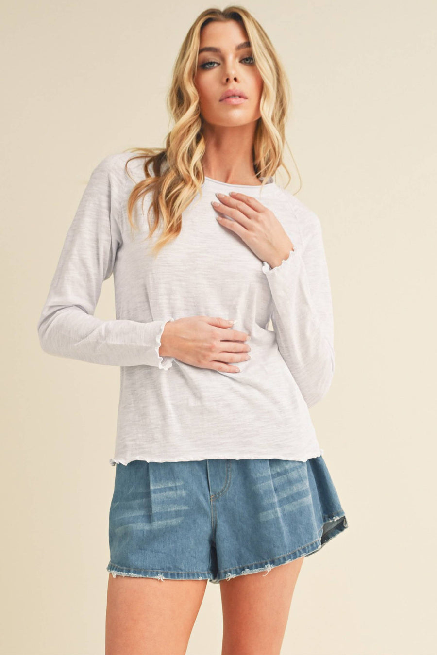AEMI + CO -White Gwen Baby Long Sleeve Top