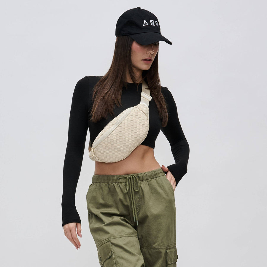Sol and Selene - Aim High  Woven Neoprene Belt Bag: Cream