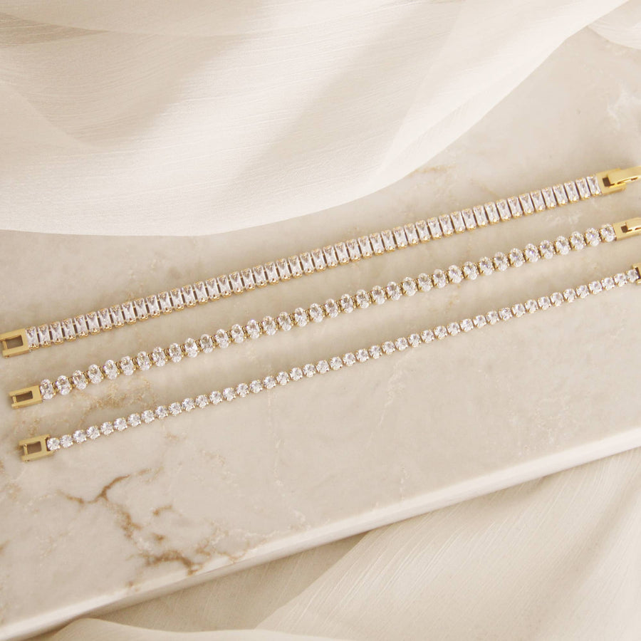 MAIVE - Tennis Bracelet: Gold / Baguette