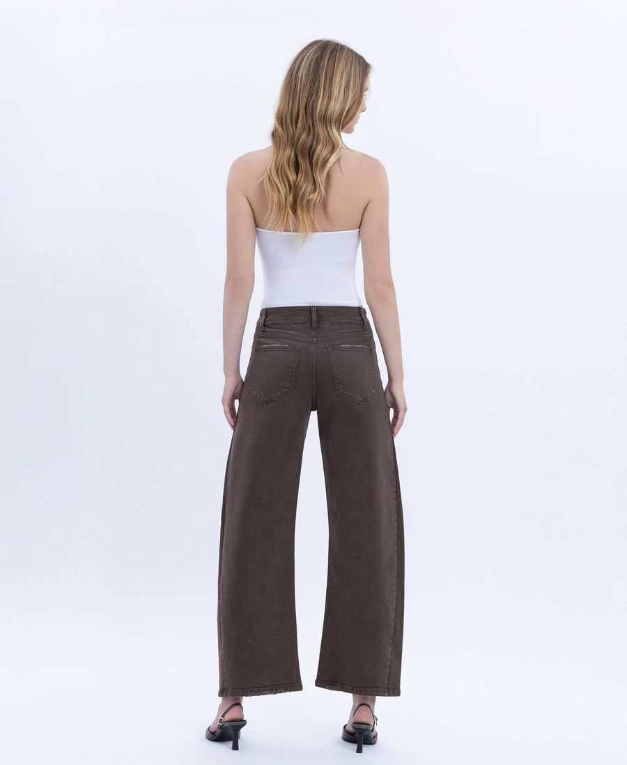 SUPER HIGH RISE ANKLE BARREL JEANS - TOAST