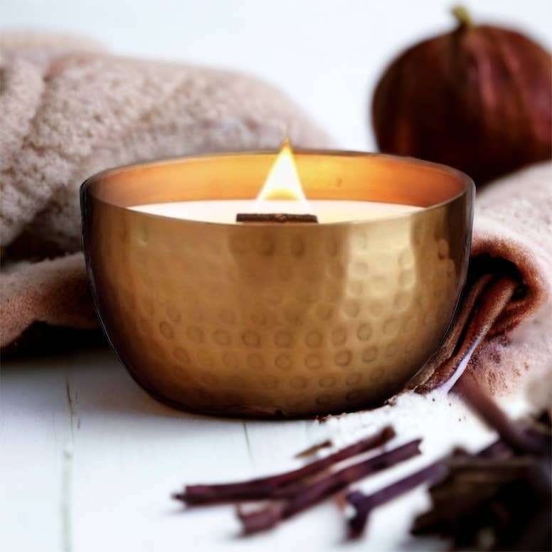 Cashmere Vanilla & Warm Amber-Solid Brass 14oz Pure Soy Candle