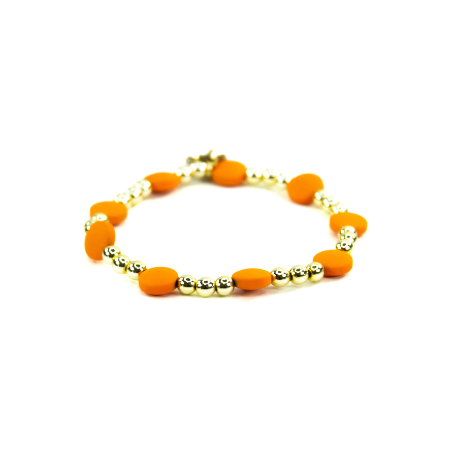 Savvy Bling - Orange Gold Filled Bracelets: Metallic Orange Barrel & Gold