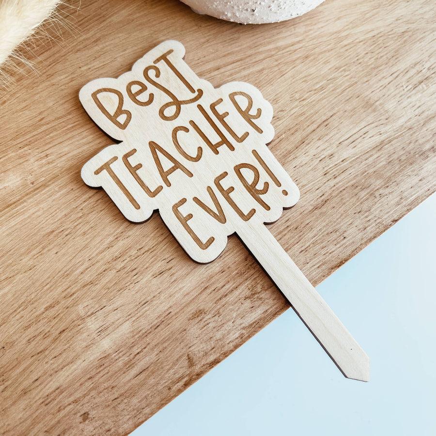 Best Teacher Ever Plant Stake (with Plant Option)