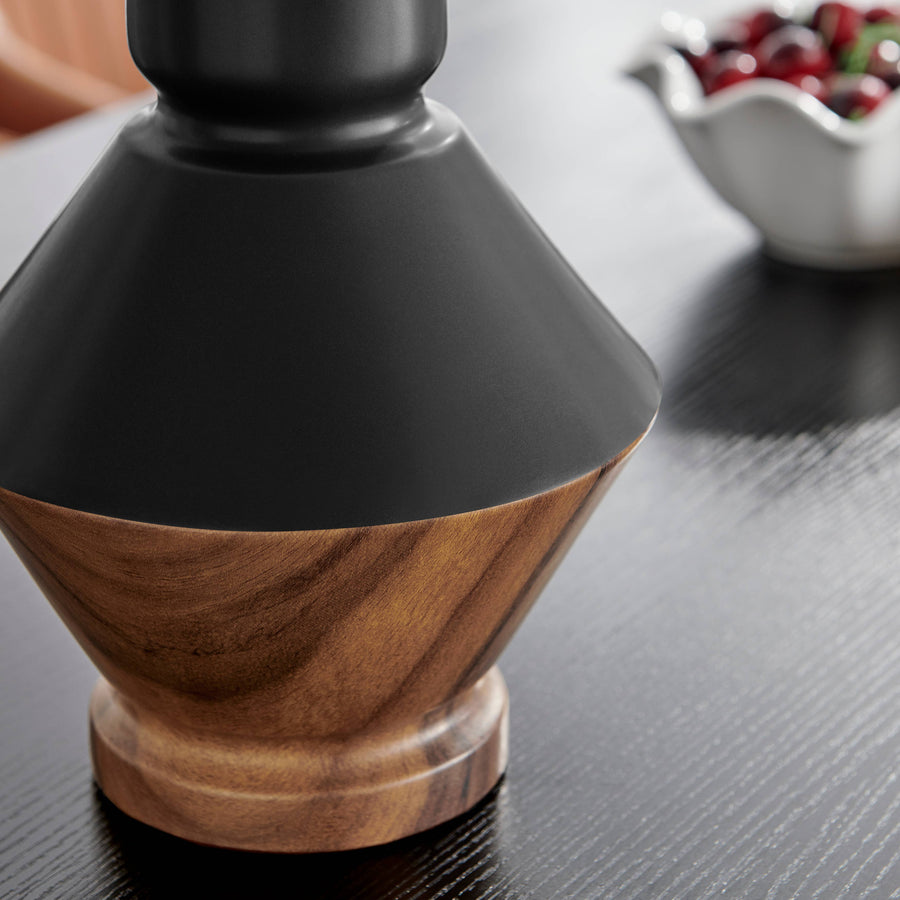 Diamant Revese Hourglass Two Tone Vase Black and Walnut