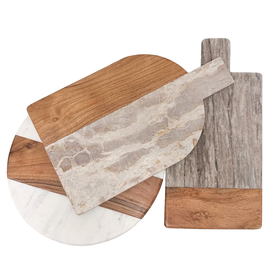 Rectangular Marble & Acacia Wood Charcuterie Board