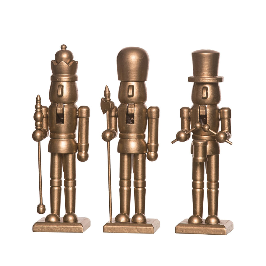 Christmas Small Wood Gold Nutcracker Set 3: Wood