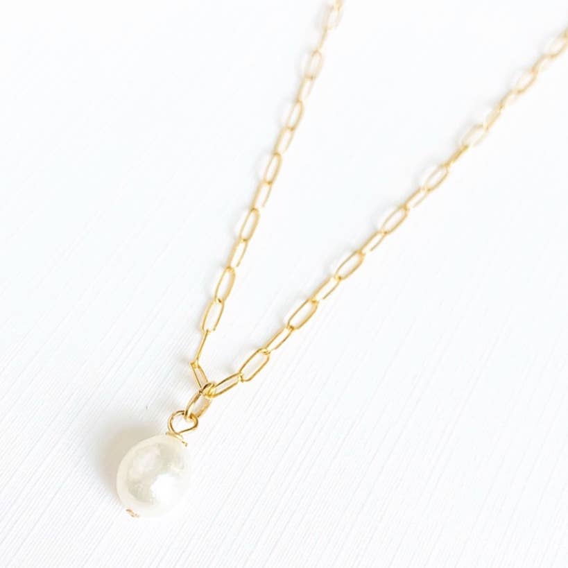 True By Kristy Jewelry - Baroque Pearl Necklace Gold Filled