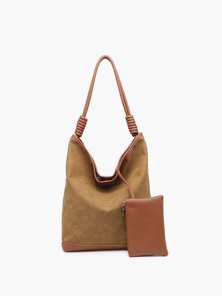Jen & Co. - Harper Distressed Hobo w/ Inner Pouch: Brown