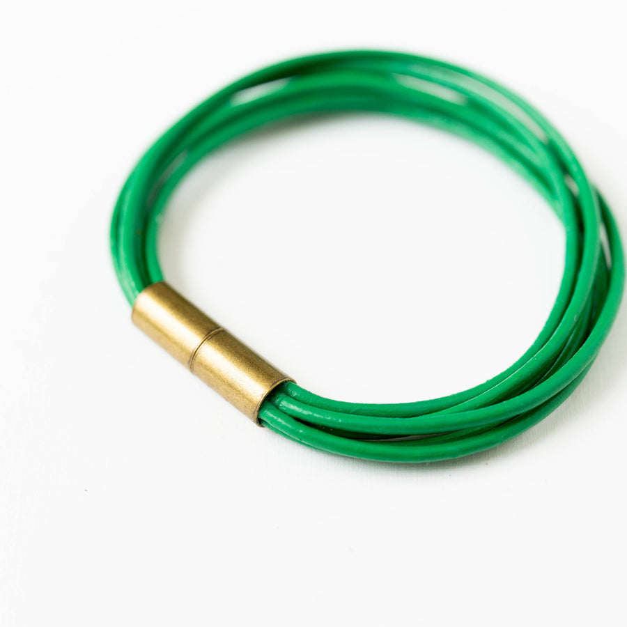 Nest Pretty Things - Magnetic Multi Cord Leather Bracelet: 6.5" / Gold