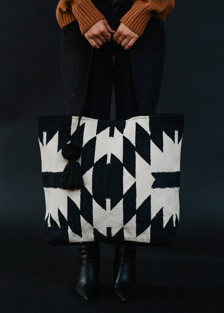 Black & Cream Aztec Tote