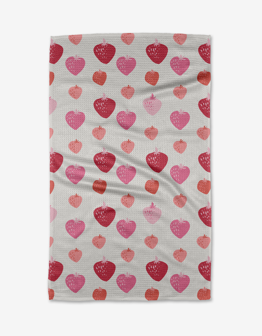 Geometry - Pink Strawberries Tea Towel
